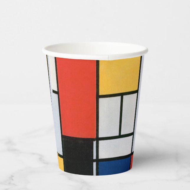 Vasos De Papel Composición Mondrial Negro Rojo Amarillo (Derecha)