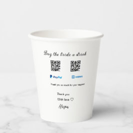 Vasos De Papel Compra a la novia una donación de bebidas QR Venmo