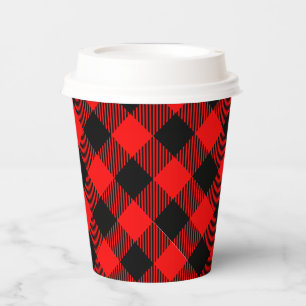 Vasos De Papel Comprobación de búfalo Decoración de lumbreras roj