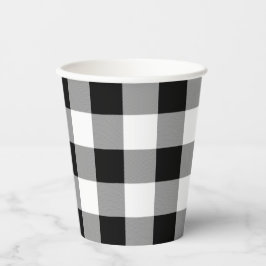 Vasos De Papel Comprobación de búfalo en blanco y negro