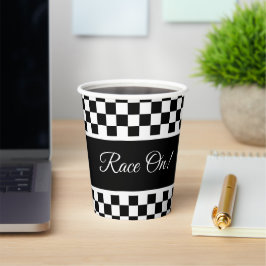 Vasos De Papel Comprobador Blanco Y Negro Elegante