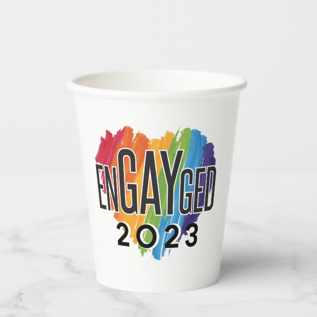 Vasos De Papel Comprometido gay 2023 Orgullo arcoiris LGBTQ (Anverso)