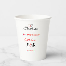 Vasos De Papel Con amor añadir letra de nombre de pareja gracias 