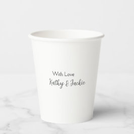 Vasos De Papel Con amor añadir pareja boda simple