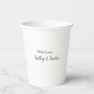 Vasos De Papel Con amor añadir pareja boda simple