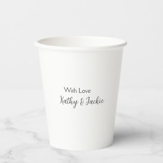 Vasos De Papel Con amor añadir pareja boda simple (Anverso)
