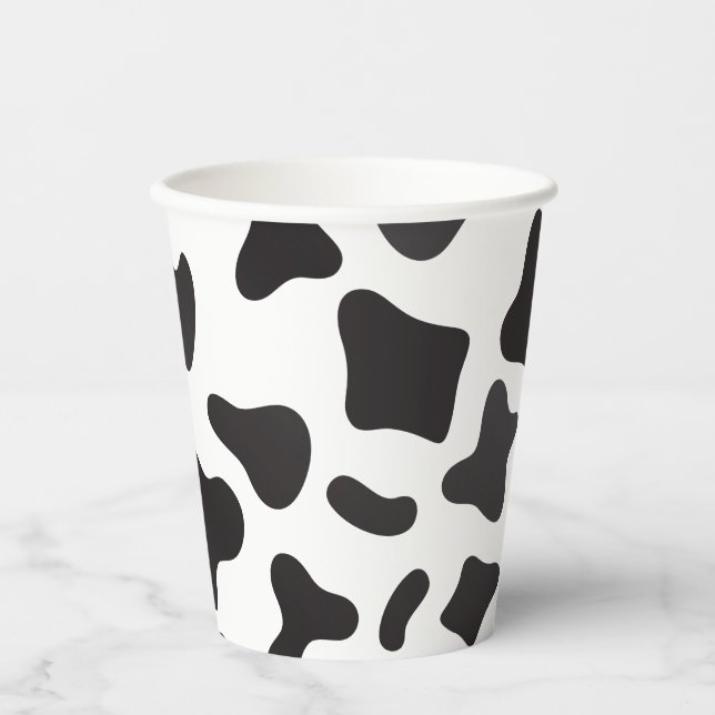 Vasos de papel con estampado de vaca para cumpleañ (Anverso)