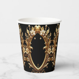 Vasos de Papel con Estampado Floral Dorado Ornamen