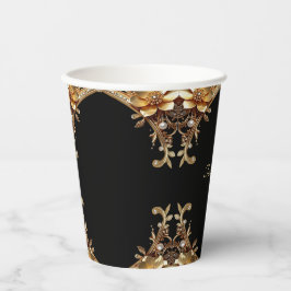 Vasos de Papel con Marco de Oro Elegante