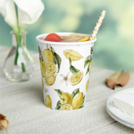 Vasos de papel con patrón de limones exquisitos