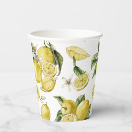 Vasos de papel con patrón de limones exquisitos