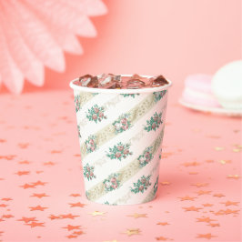 Vasos de Papel con Patrón de Rosa Vintage