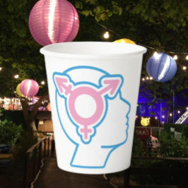 Vasos de papel con símbolo del Orgullo Trans