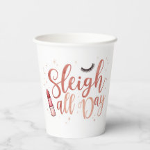 vasos de papel con tema de belleza