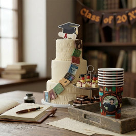 Vasos de papel con tema de biblioteca de fotos per