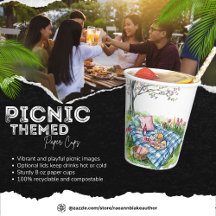 Vasos de Papel con Tema de Picnic