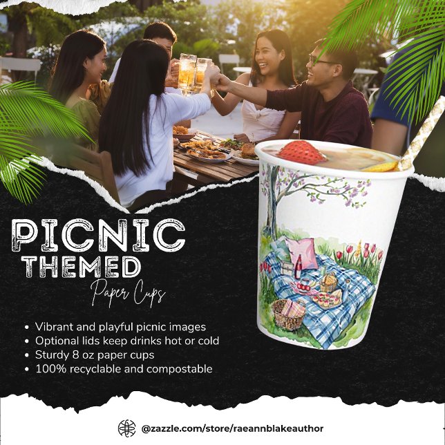 Vasos de Papel con Tema de Picnic (Subido por el creador)