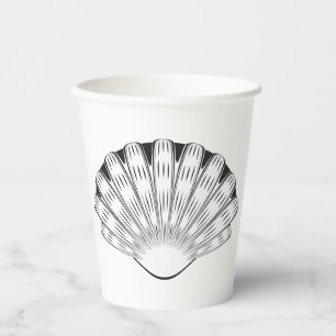 Vasos De Papel Concha de vieira minimalista negro y blanco