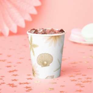 Vasos De Papel Conchas y flores de Peach Beach Papel chic de vera