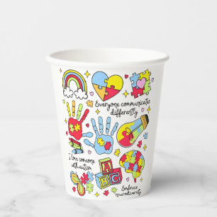 Vasos De Papel Concienciación sobre autismo abraza la diversidad