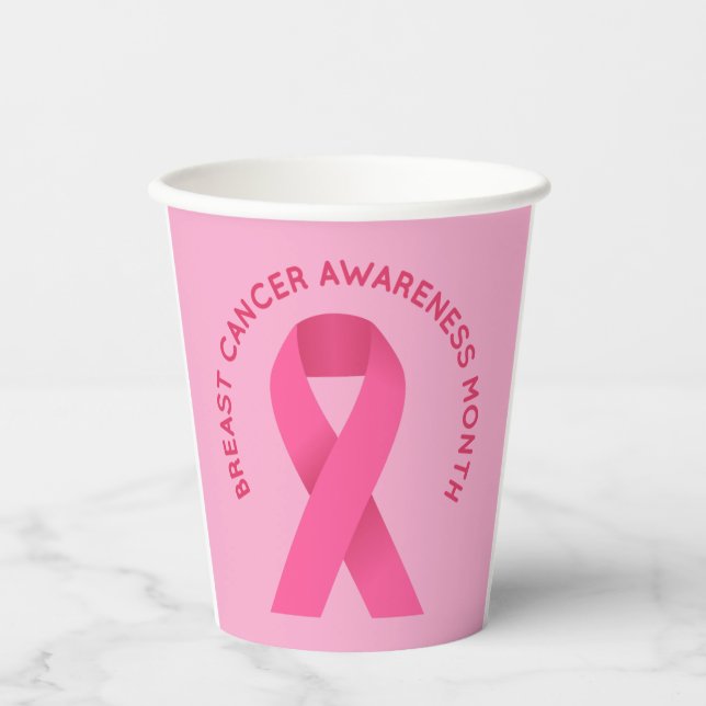Vasos De Papel Concienciación sobre el cáncer de mama rosa (Anverso)