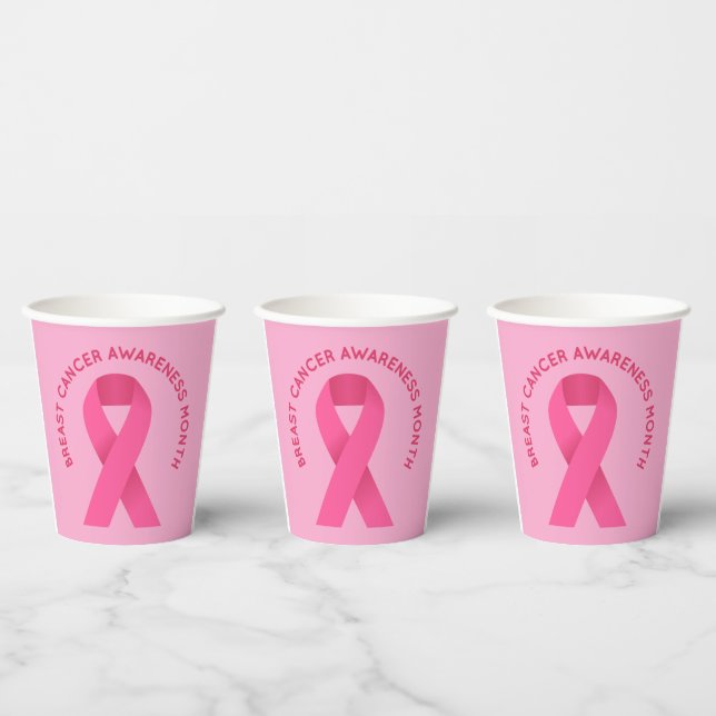 Vasos De Papel Concienciación sobre el cáncer de mama rosa (Multi)