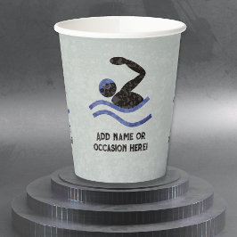 Vasos De Papel Concurso de natación - diseño masculino de nadador