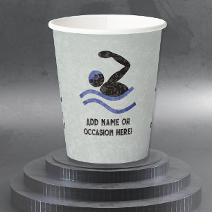 Vasos De Papel Concurso de natación - diseño masculino de nadador
