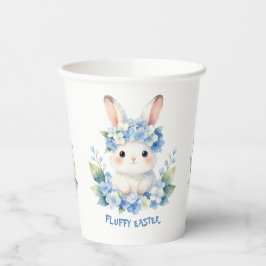 Vasos De Papel Conejito de Pascua adorable acuarela con hortensia