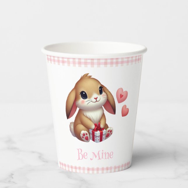Vasos De Papel Conejito lindo del día de San Valentín  (Reverso )