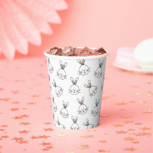 Vasos De Papel Conejitos de Pascua adorables sobre blanco