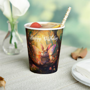 Vasos De Papel Conejo caprichoso bosque encantado Feliz Cumpleaño