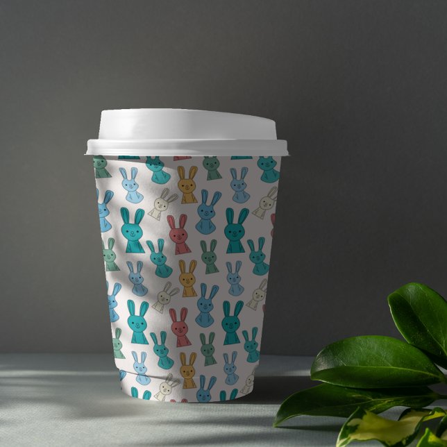 Vasos De Papel Conejo de dibujos animados multicolor (Multicolor rabbit kids,adult party stationery, birthday party use and throw paper cups)