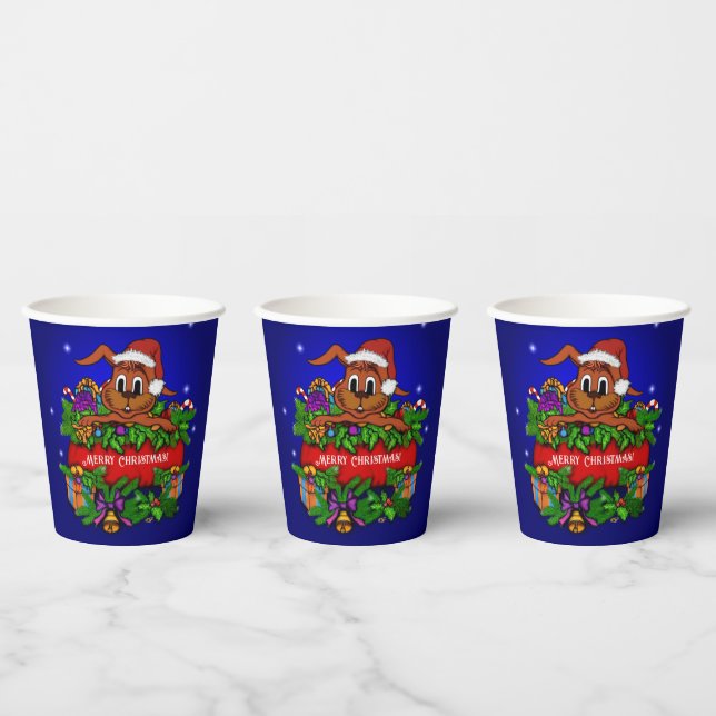 Vasos De Papel Conejo de Navidad (Multi)