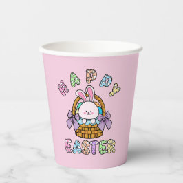 Vasos De Papel Conejo de Pascua con cesta de huevos