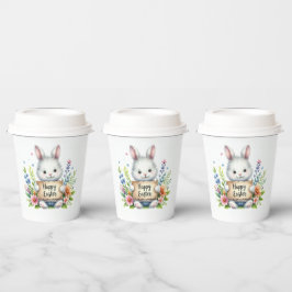 Vasos De Papel Conejo de Pascua con Rótulo de Pascua