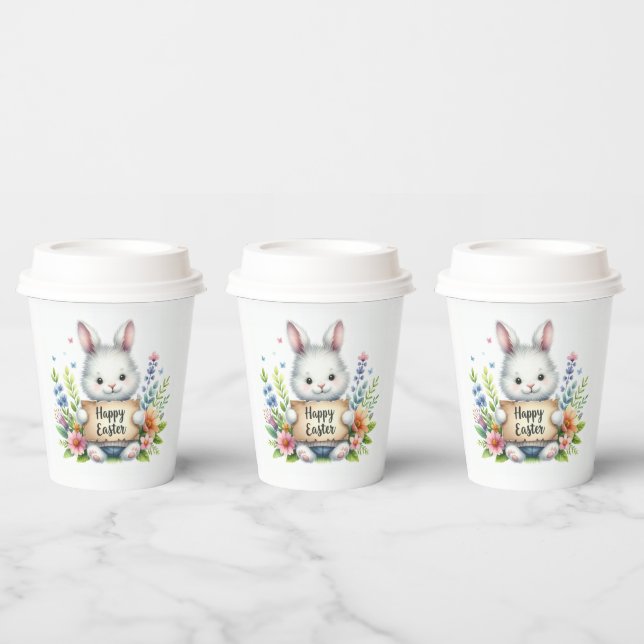 Vasos De Papel Conejo de Pascua con Rótulo de Pascua (Multi)