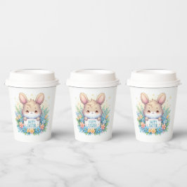 Vasos De Papel Conejo de Pascua con Rótulo de Pascua
