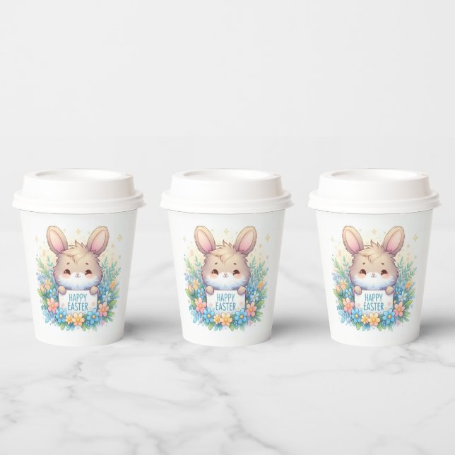 Vasos De Papel Conejo de Pascua con Rótulo de Pascua (Multi)