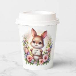 Vasos De Papel Conejo de Pascua con Rótulo de Pascua