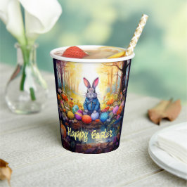 Vasos De Papel conejo de Pascua en el bosque
