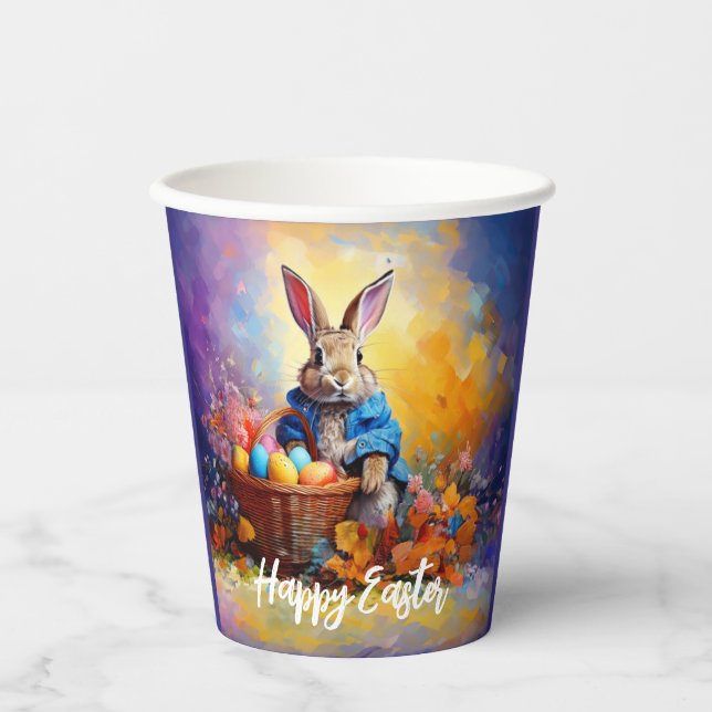 Vasos De Papel conejo de Pascua en el bosque (Anverso)