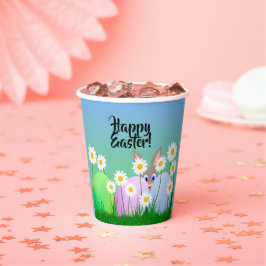 Vasos De Papel Conejo de Pascua Feliz en Taza de Papel Colorido
