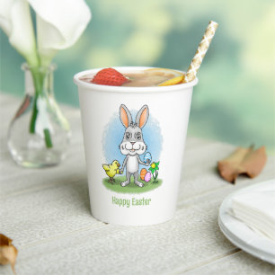 Vasos De Papel Conejo de Pascua y el pollito lindo