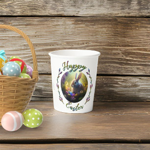 Vasos De Papel Conejo de Pascua y pollo con cestas de huevos