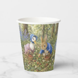 Vasos De Papel Conejo y pato clásico recogiendo fresas silvestres