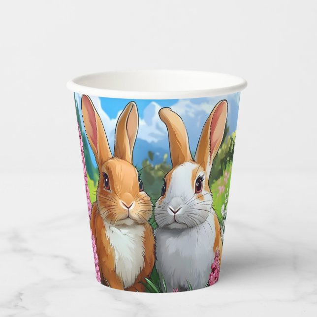 Vasos De Papel Conejos de verano (Anverso)