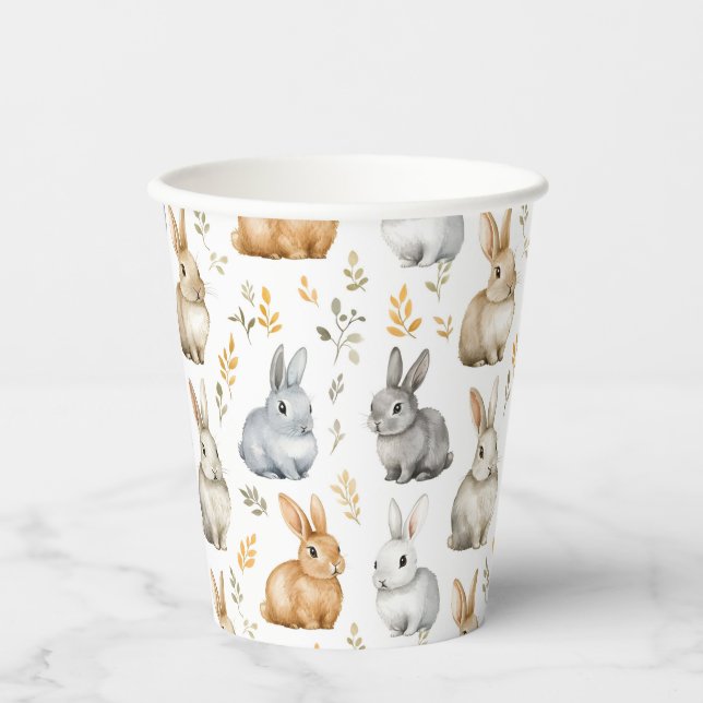 Vasos De Papel Conejos Y Hojas (Anverso)