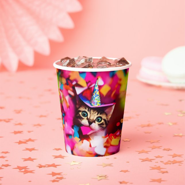 Vasos De Papel Confetti Eater Kitty - Copas de papel para gatos d (in situ)