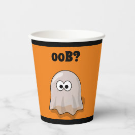 Vasos De Papel Confused Ghost Says "Oob?" Funny Halloween Cartoon